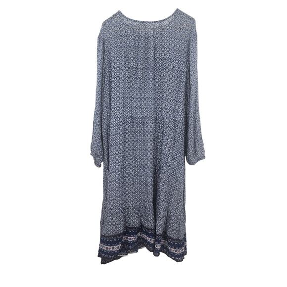 New NWT Old Navy Cotton Long Sleeve Midi Dress Comfy Flowy Blue XXL - Picture 2 of 8